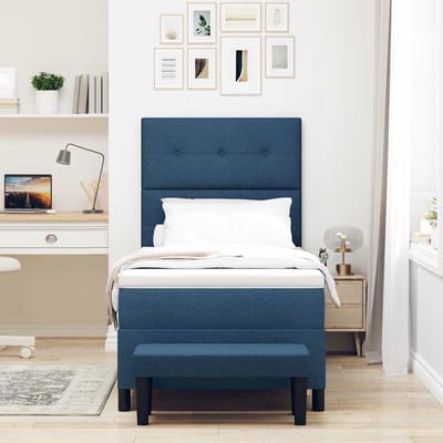 vidaXL - Boxspring - bed - met - hoofdeinde - Blauw - 100 - x - 200 - cm - Stof
