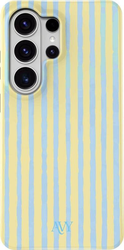 AVY Hoesje geschikt voor Samsung Galaxy S26 Ultra | Lemon Sky | Strepen | Blauw & Geel | Hard Shell Back Cover | Compatibel met MagSafe & Qi2