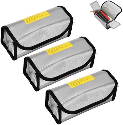Store_7 - Lipo Batterij Tas - Brandwerende Bescherming - 3 Stuks - Hoge Temperatuur Weerstand - Veilig Opladen - Geschikt voor Thuis en Workshops -...