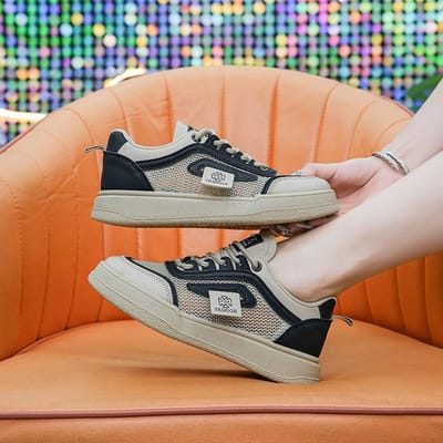 Mesh Schoenen Dames Ademende Mesh Witte Schoenen Dames Zomer Nieuw Holle Dunne Sport Board Schoenen Trendy Hardloopschoenen 40 orange