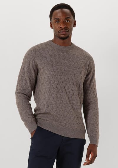 Gentiluomo Round Ls Truien & Vesten Heren - Sweater - Hoodie - Vest- Taupe - Maat L