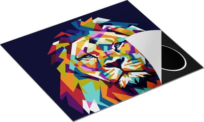 Chefcare Inductie Beschermer Gekleurde Leeuw - Abstract - in Kleur - 60x50 cm - Afdekplaat Inductie - Kookplaat Beschermer - Inductie Mat