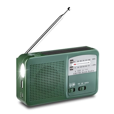 Ynkkvre -Noodradio -Draagbare noodradio - Zaklamp - AM/FM - Solar opwindbaar - Noodradio Op Batterijen - USB-C kabel - Draagbare Radio - Noodpakket - voor thuis/buiten/kamperen en reizende aardbeving - Groen