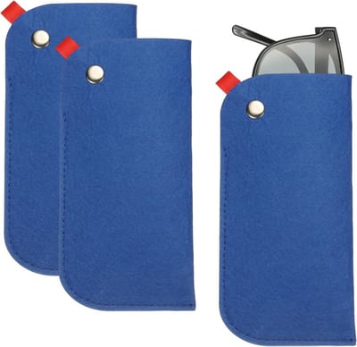 Draagbare vilten brillenetui - 3 stuks zachte brillenkoker voor zonnebrillen en leesbrillen, ideaal voor dames en heren (saffierblauw)