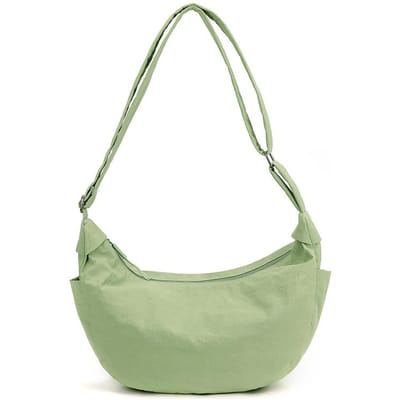 Lazy Wind Fashion Crescent Jiaozi Tas Japanse eenvoudige casual nylon schoudertas forenzentas Joker Girl Messenger Bag beige