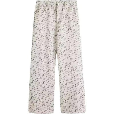 Leuke Honden Ijszijde Wijde Pijpen Broek voor Dames In Lente en Herfst Nieuwe Losse Kleine Rechte Casual Broek voor Dames XXXL white