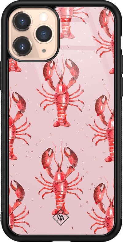 Casimoda® hoesje - Geschikt voor iPhone 11 Pro - Lobster All The Way - Luxe Hard Case Zwart - Backcover telefoonhoesje - Roze