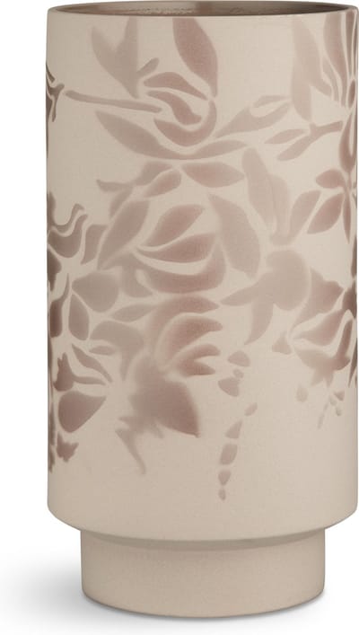 Kähler Design Kabell Vaas - Bloem motief - Hoogte 26,5 cm - Zand/Oud Rose