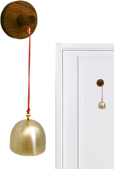 Deurbel - Winkelbel - Entree Decoratie - Natuurlijk Hout Metaal - 39 cm - Goud