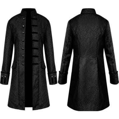 Mode Herenjas Steampunk Retro Trenchcoat/Vest Gotisch Victoriaans Jurk Uniform Middeleeuwse Windbreaker Jas/Vest Opera Kostuum XXXXL zwart