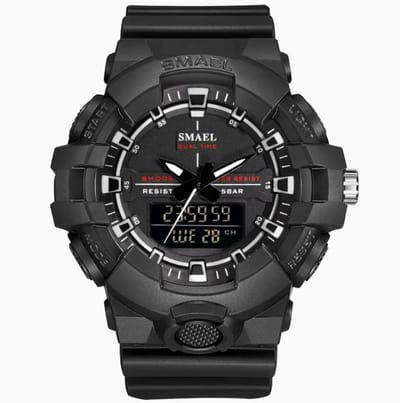 Shock Bestendig Heren Horloge Zwart Koper met rubber band | Smael | 1642b | Waterdicht | Glow in dark | Mud Master | Leger | Licht | Rubberen band | Timer | Army | Eyecatcher | Master| Vaderdag Cadeau | Vaderdag | kado|