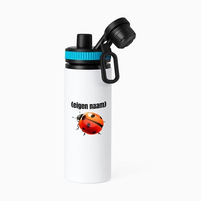 Hacebo® - lieveheersbeestje met eigen naam waterfles met draaidop blauw - Lieveheersbeestje - lieveheersbeestje liefhebbers - iemand die houdt van lieveheersbeestjes - verjaardag - cadeau - kado - water fles - 850ML