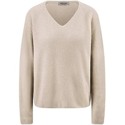 Trui V-hals 100% kasjmier Van Peter Hahn beige