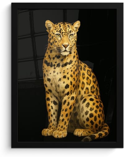 Poster in lijst - Fotolijst 30x40 cm - Posters - Panter - Realistisch - Bruin - Posterlijst zwart - Decoratie - Wanddecoratie woonkamer - Muurdecoratie slaapkamer