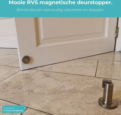 Kierr® Duty RVS Deurvastzetter magnetisch - hogere moderne deurstopper- blinde montage met schroeven - vloer- deurvasthouder