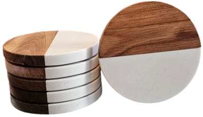 Nieuw Design 6 Hoogwaardige Hout En Marmer Onderzetters - onderzetters design - Onderzetters - Kwaliteit Onderzetters - Onderzetters Voor Glazen