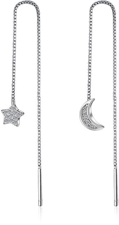 1 paar Sieraden Oorbellen met Schroefdraad van Roestvrij Staal, Lange Ketting voor Dames, Oorbellen met Kwast om te Druppelen, S, Zink, Gele Saffier