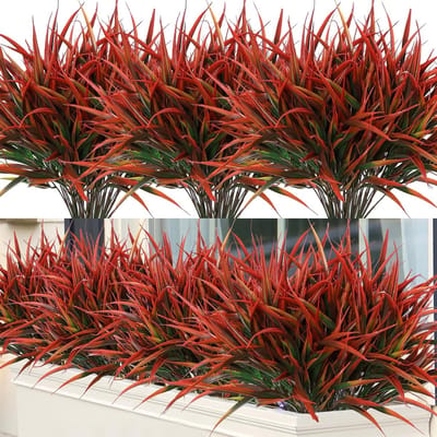 8 Stuks Kunstgras Planten voor Buiten - UV-bestendige Nepplanten voor Tuin, Terras en Balkon Decoratie in de Lente en Zomer