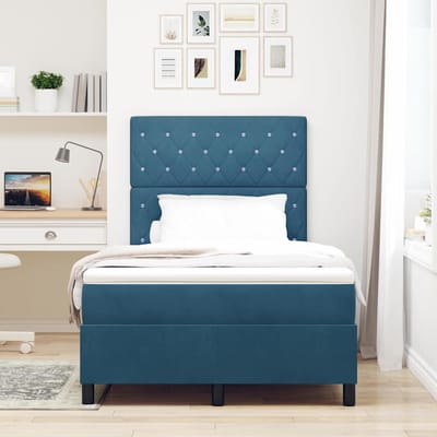 vidaXL - Boxspring - bed - met - matras - Donkerblauw - 120 - x - 190 - cm - Fluweel