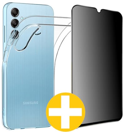 Hoesje en Privacy Screenprotector Combi Geschikt Voor Samsung A34 - Transparant Hoesje + Privacy Glas