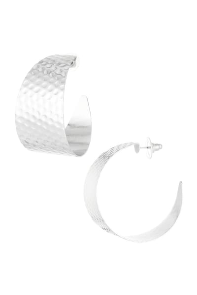 Oorbellen rondjes print - zilver