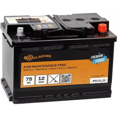 Gallagher Accu 12V/75Ah Premium Turbo AGM - Krachtige accu voor langdurige schrikdraadoplossingen
