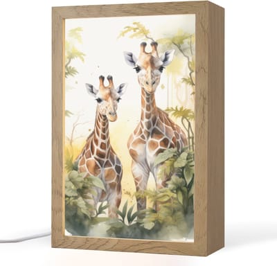 Nachtlampje 20x30 cm - Kinder lampje - Giraffe - Wilde dieren - Natuur - Kinderen - Tafellamp kinderkamer - Slaapkamer lamp - Bedlamp kinderen - Kinderlampje stopcontact - Wandlamp babykamer - Nachtlampjes
