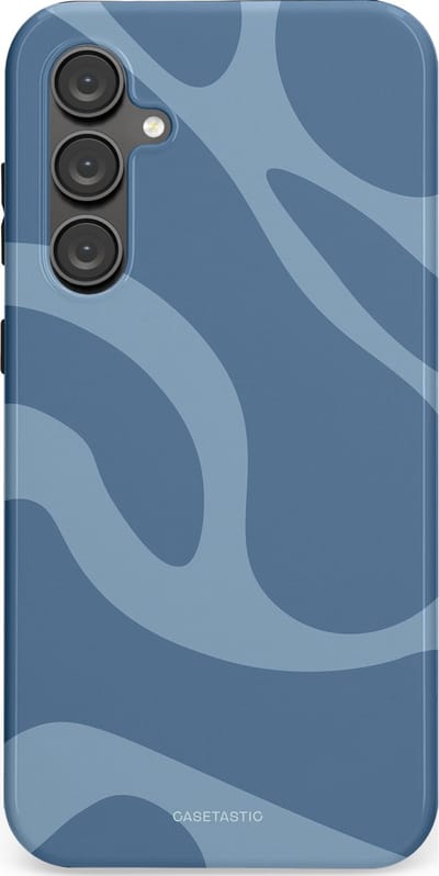 Casetastic hoesje geschikt voor Samsung Galaxy S23 FE - Dubbellaagse bescherming - Blauwe Water Golven - Fashion Case - Grijs Lichtblauw