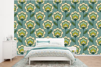 Behang - Fotobehang Retro - Design - Jaren 70 - Bloem - Breedte 320 cm x hoogte 240 cm
