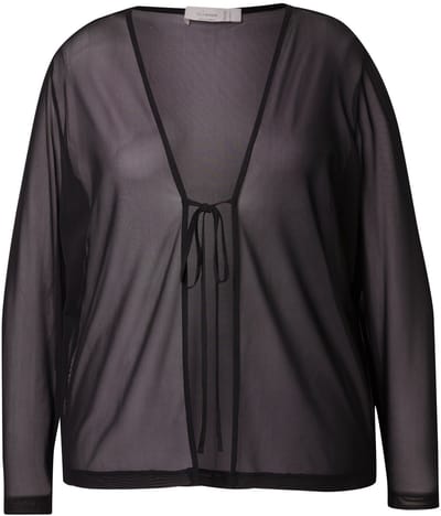 MIAMODA - Dames - Mesh-jasje A-lijn strikband - Zwart - Maat 56