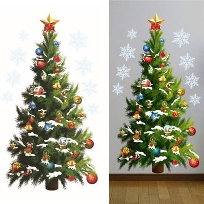 Kerstboom muurstickers muurkunst verwijderbare huis raam muurstickers decoratie gray