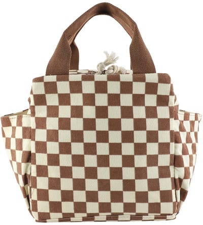 Dailygoods - Lunchtas, 12 l, koeltas, lunchtas, kleine lunchbox, kantoor, fluweel, grote zijvakken voor paraplu's, waterbekers, picknick, werk, school (rijstkleur)