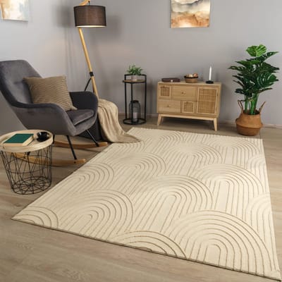 Woonkamertapijt eetkamer kortpolig geometrisch uiterlijk Skandi Boho effen kleuren