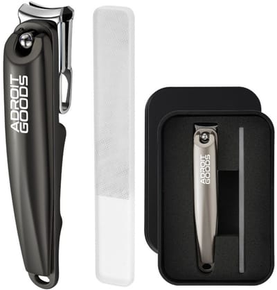 AdroitGoods 360° Roterende Luxe Nagelknipper set - Hoogwaardige nageltang - Met hoes & vijl - Zwart - roestvrij staal & zinklegering