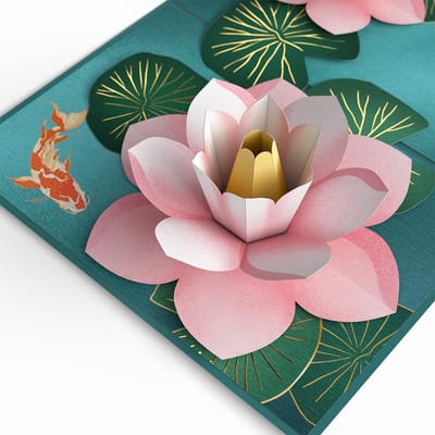 Prachtige 3D Pop-up kaart met Koi Karper en Lotusbloemen voor Elke Gelegenheid
