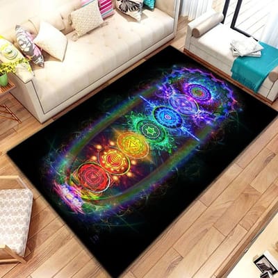 Nieuw In Rainbow 7 Chakra Mandala Boheemse Vloerkleed, Tapijt voor Woonkamer Slaapkamer Bank Deurmat Decoratie, Yoga Zachte Antislip Vloermat 50x80cm (20x31in)