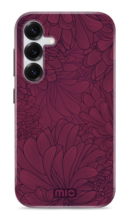 Mio by Mobilize Hoesje geschikt voor Samsung Galaxy S25 MagSafe Telefoonhoesje Hardcase | Mio by Mobilize Backcover | Geschikt voor MagSafe | Geschikt voor Draadloos Opladen met Magnetische Ring | Geschikt voor MagSafe Case - Berry Blooms | Rood