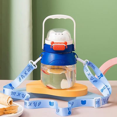 Meisjes Grote Capaciteit Ruimte Beer Grote Buik Beker Plastic Beker Fitness Sport Crossbody Waterbeker met Rietje Mobiele Telefoon Houder 1000ml