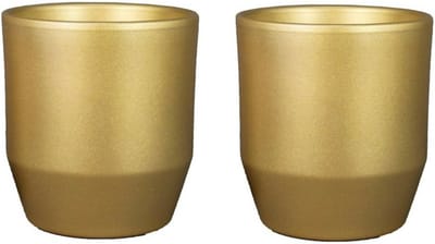 2x bela arte bloempot/plantenpot - keramiek - goud glans - d19-h18 cm