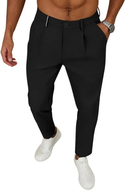 Livano Pantalon Heren - Chino - Golfbroek - Nette Broek - Elastische Tailleband - Volwassenen - Zwart - L