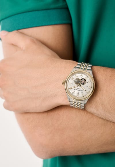 Aston Martin Ts1 Mechanisch Automatisch Horloge Tweekleurig Kast Gemaakt Van 100% Roestvrij Staal En Een Armband Van 100% Leer 41 MTTS1F5033E, MTTS1F5043E