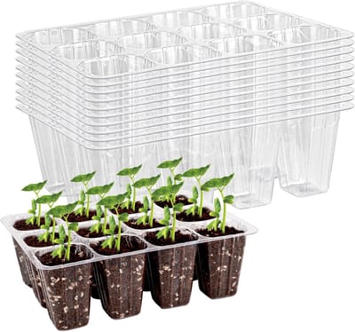 VHV 12 Cells Seedling Starter Set - Herbruikbare Mini Propagator - Ideaal voor Tuinieren - Plantengroei - Geschikt voor Kindergartens - transparant
