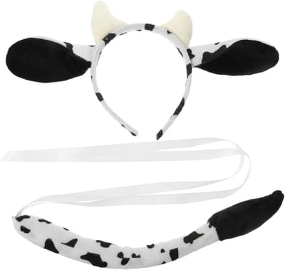 Dailygoods- Koeienkostuum - Set met Hoofdband en Oren - Dieren Kostuum Kind - Carnaval/Halloween - Cosplay - Duurzaam Materiaal - Dierenkostuum