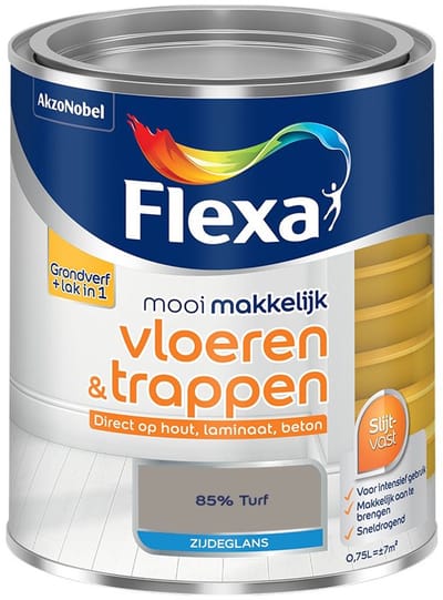 Flexa - Mooi Makkelijk Vloeren & Trappen Zijdeglans - 85% Turf - Mengverf - 750 Ml