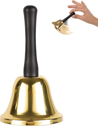 Klassieke Bel - Handbel Tafelbel - Aandacht Trekken - Luid en Duidelijk Geluid - 75 mm - Goud