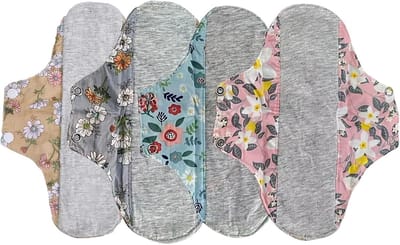 Wasbare Inlegkruisjes - Herbruikbaar maandverband - Dagelijkse hygiëne - Lekvrije bescherming - 4 Stuks - Blauw Geel Grijs
