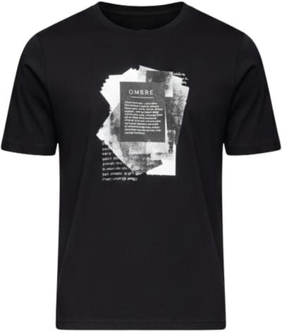 OMBRE T-shirt - Regular Fit - Korte Mouw - Geen Sluiting Zwart S