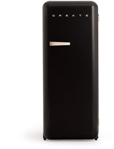 CREATE - Koelkast in retrostijl - Zwart - Handvat Zand - FRIDGE RETRO 281L