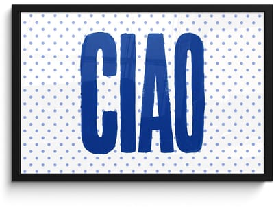 Poster in lijst - Fotolijst 60x40 cm - Posters - Ciao - Stippen - Roze - Wit - Posterlijst zwart - Decoratie - Wanddecoratie woonkamer - Muurdecoratie slaapkamer