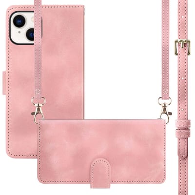 imoshion Hoesje - Geschikt voor Apple iPhone 15 - Bookcase met koord - Roze